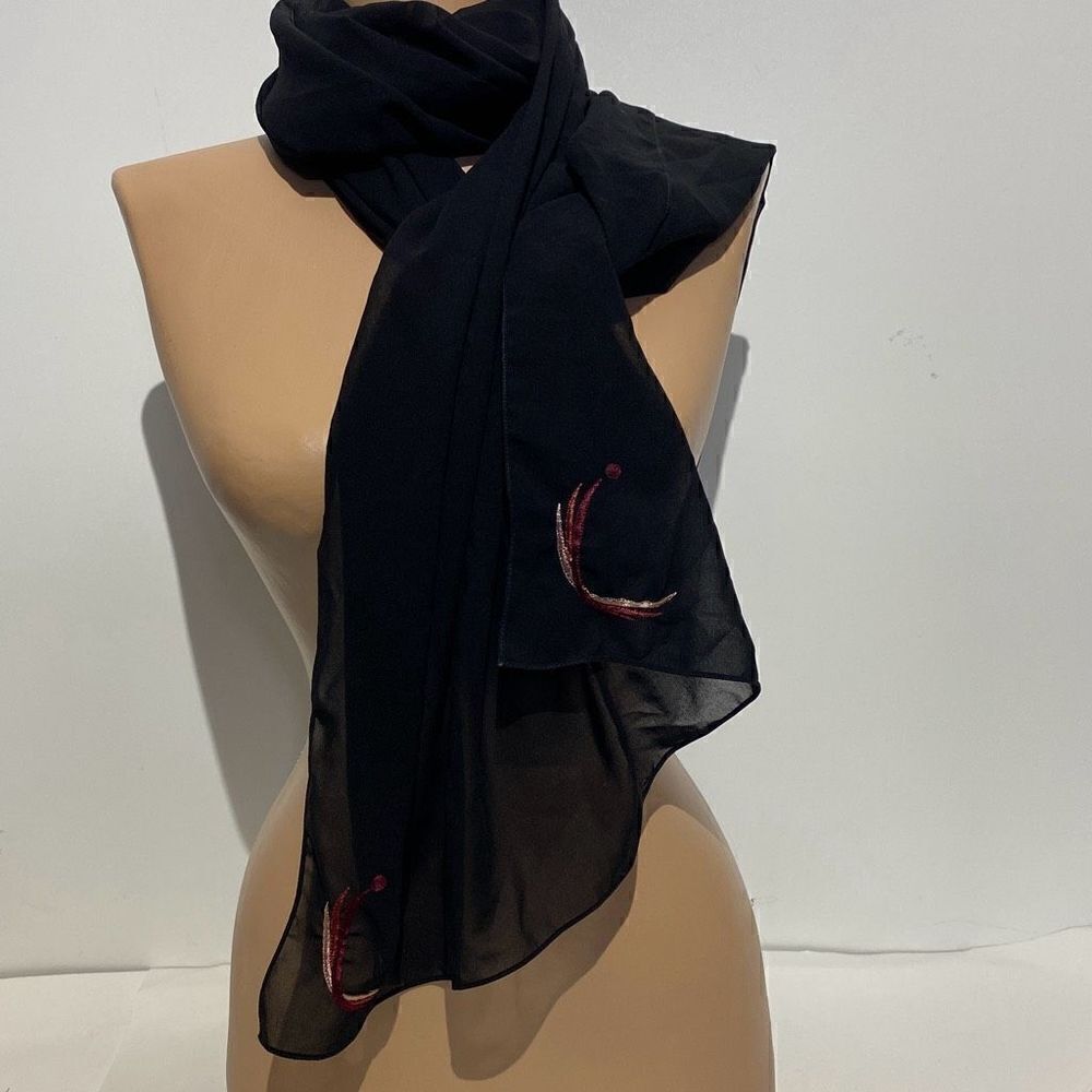 Women's Semi-Sheer‎ Black Neck Warmer Wrap Scarf 22 X 68
